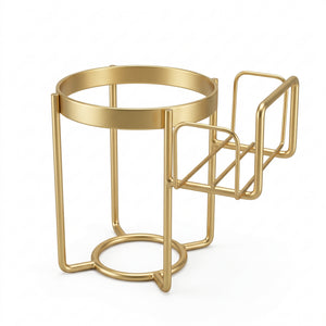 Luxury Gold Metal Cup Holder with Side Coffee Pod Rack, Home Beverage Bar Organizer Stand